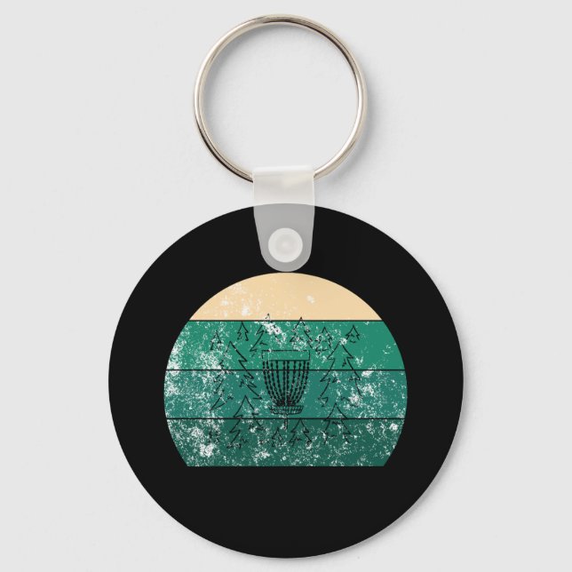 Disc Golf Basket Retro  Keychain (Front)
