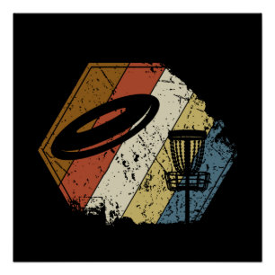 Disc Golf Basket Retro Poster