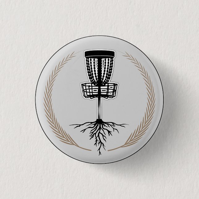 Disc Golf Basket Roots Bag Button (Front)