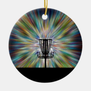 Disc Golf Basket Silhouette Ceramic Ornament