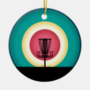 Disc Golf Basket Silhouette Ceramic Ornament