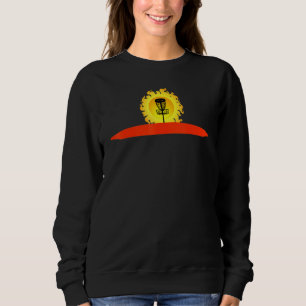 Disc Golf Basket Silhouetted With Sun Setting Sweatshirt