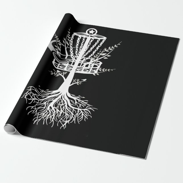 Disc Golf Basket Tree Frisbee Root Wrapping Paper (Unrolled)