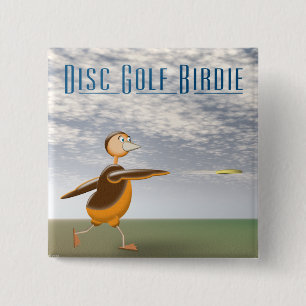 Disc Golf Birdie 2 Inch Square Button