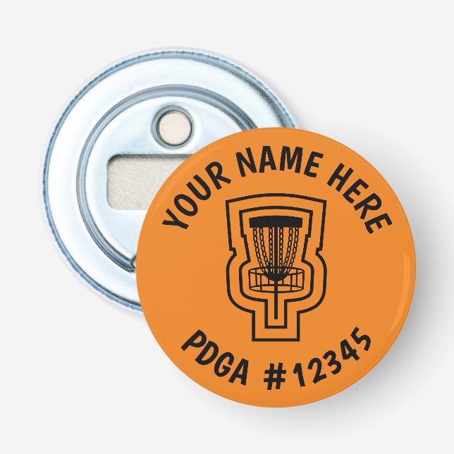 Disc Golf Bottle Opener Mini Marker - Name & PDGA# (Front)