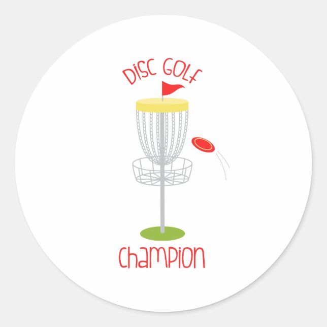 Disc Golf  Champion Classic Round Sticker (Front)