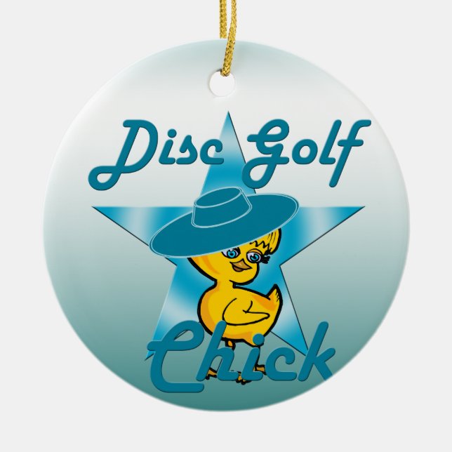 Disc Golf Chick #7 Ceramic Ornament (Front)