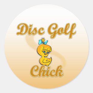 Disc Golf Chick Classic Round Sticker