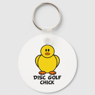 Disc Golf Chick Keychain