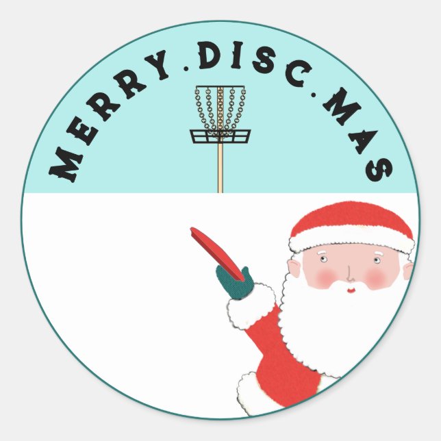 Disc Golf Christmas Holiday Classic Round Sticker (Front)