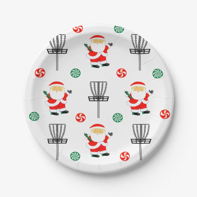 Disc Golf Christmas Paper Plate (Front)