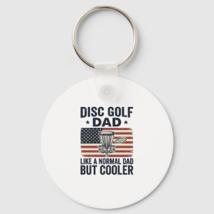 Disc Golf Dad Vintage Flag Funny Shirt Design_1 Keychain