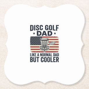 Disc Golf Dad Vintage Flag Funny Shirt Design_1 Paper Coaster
