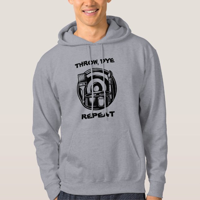 Disc Golf Dyeing Humour | Throw, Dye, Repeat Hoodie (Front)