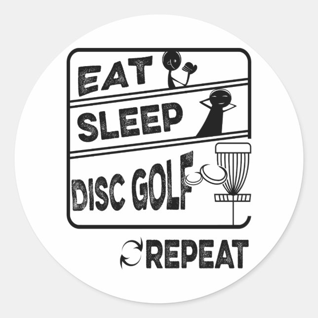 Disc Golf Eat Sleep Repeat Classic Round Sticker (Front)