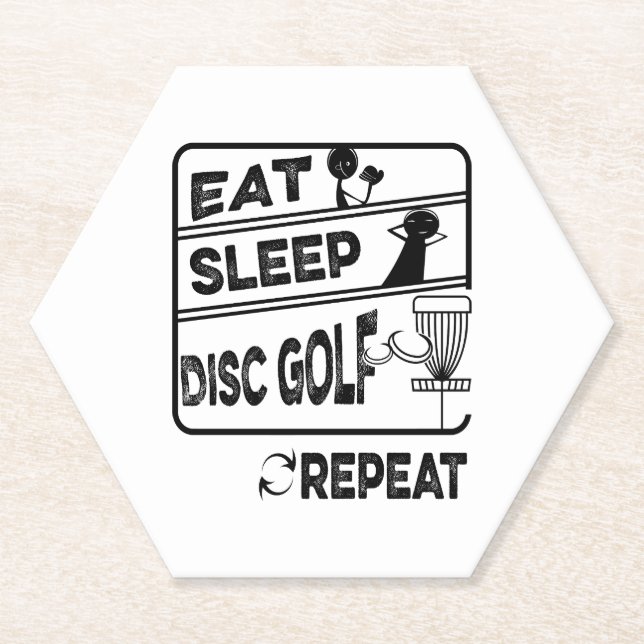 Disc Golf Eat Sleep Repeat Paper Coaster (Front)