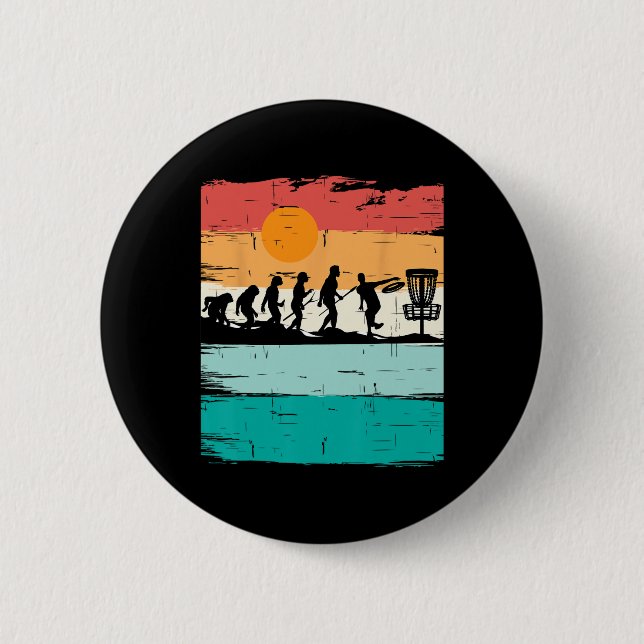 Disc Golf Evolution - Disc Golf Player Flying Disc 2 Inch Round Button (Front)