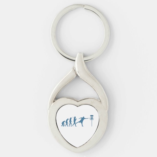 Disc Golf Evolution - Fun Gift for Disc Golfer Keychain (Front)