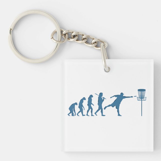 Disc Golf Evolution - Fun Gift for Disc Golfer Keychain (Front)