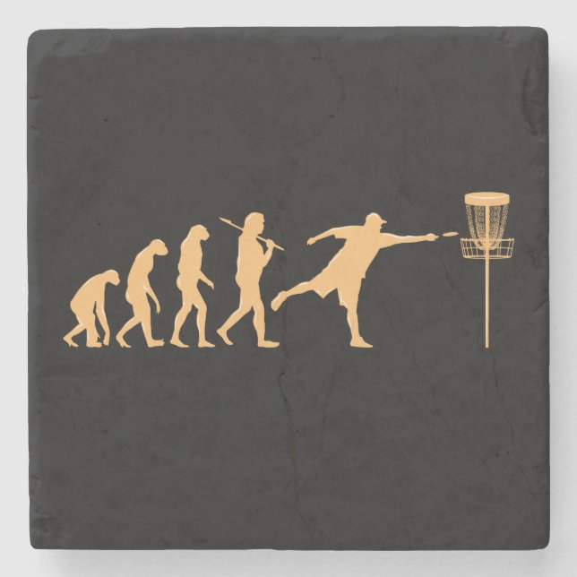 Disc Golf Evolution Stone Coaster (Front)