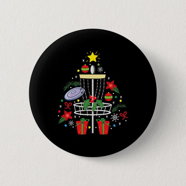 Disc Golf Frisbee Christmas Ornament Tree Funny Gi 2 Inch Round Button (Front)
