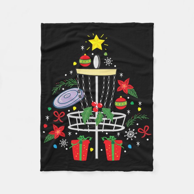 Disc Golf Frisbee Christmas Ornament Tree Funny Gi Fleece Blanket (Front)