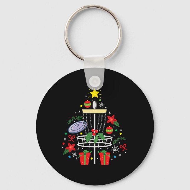 Disc Golf Frisbee Christmas Ornament Tree Funny Gi Keychain (Front)