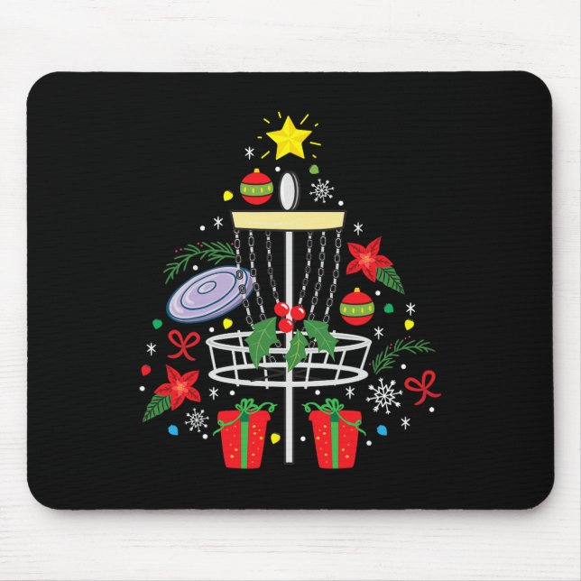 Disc Golf Frisbee Christmas Ornament Tree Funny Gi Mouse Pad (Front)
