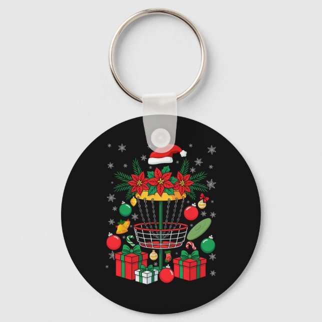 Disc Golf Frisbee Christmas Ornament Tree Funny Me Keychain (Front)