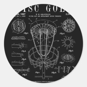 Disc Golf Frolf Frisbee Sket Vintage Patent Drawin Classic Round Sticker