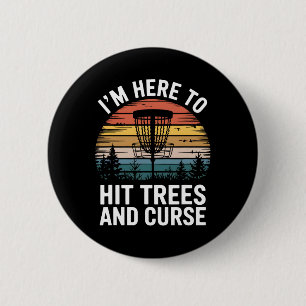 Disc Golf Funny Hit Trees And Curse Retro Disc Gol 2 Inch Round Button