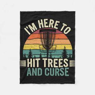 Disc Golf Funny Hit Trees And Curse Retro Disc Gol Fleece Blanket