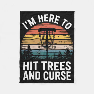 Disc Golf Funny Hit Trees And Curse Retro Disc Gol Fleece Blanket