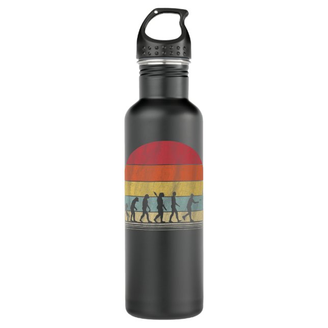Disc Golf Gift Retro Evolution Disc Golf 710 Ml Water Bottle (Front)