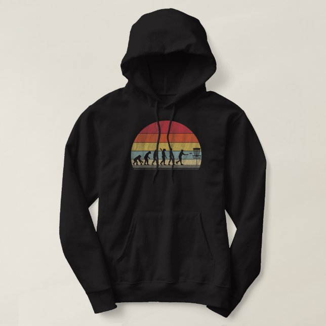 Disc Golf Gift Retro Evolution Disc Golf Hoodie (Design Front)