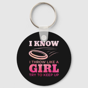 Disc Golf Girl Funny Disc Golfing Lover Player Gif Keychain