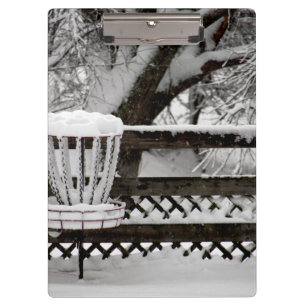 Disc Golf Goal Post in Snow Clipboard