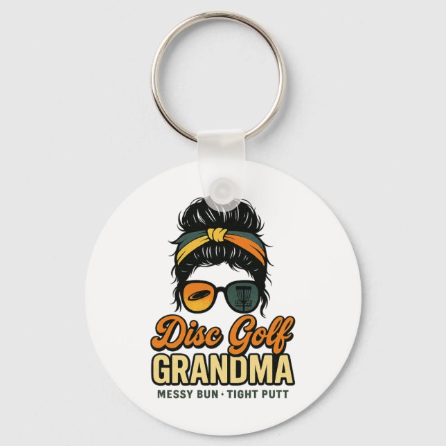 Disc Golf Grandma Retro Script  Keychain (Front)