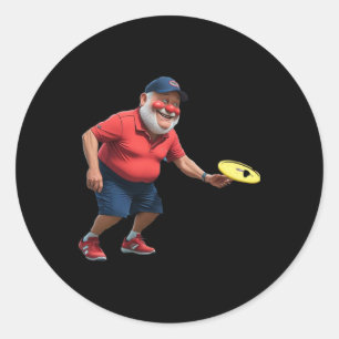 Disc Golf Grandpa – Minimal Silhouette Power-drive Classic Round Sticker