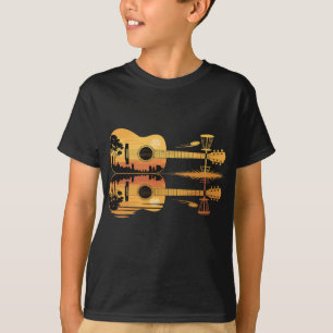 Disc Golf Guitar Sunset Nature Reflection Player G T-Shirt