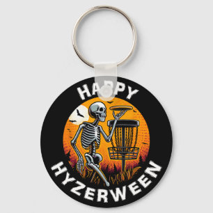 Disc Golf Halloween Disc Golfer Skeleton Hyzerween Keychain