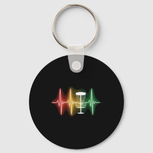 Disc Golf Heartbeat Ekg Line Retro Golf Player Keychain