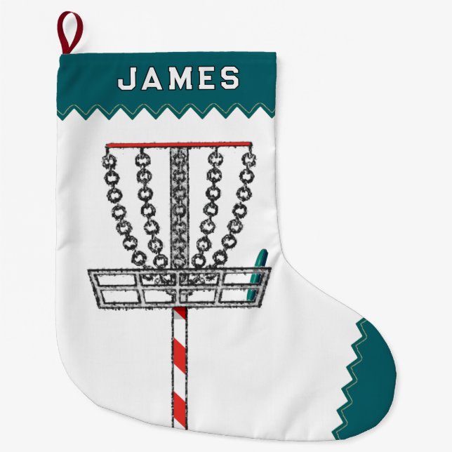 Disc Golf Holiday Gift Large Christmas Stocking (Front)