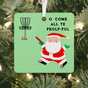 Disc Golf Holiday Gift Metal Ornament