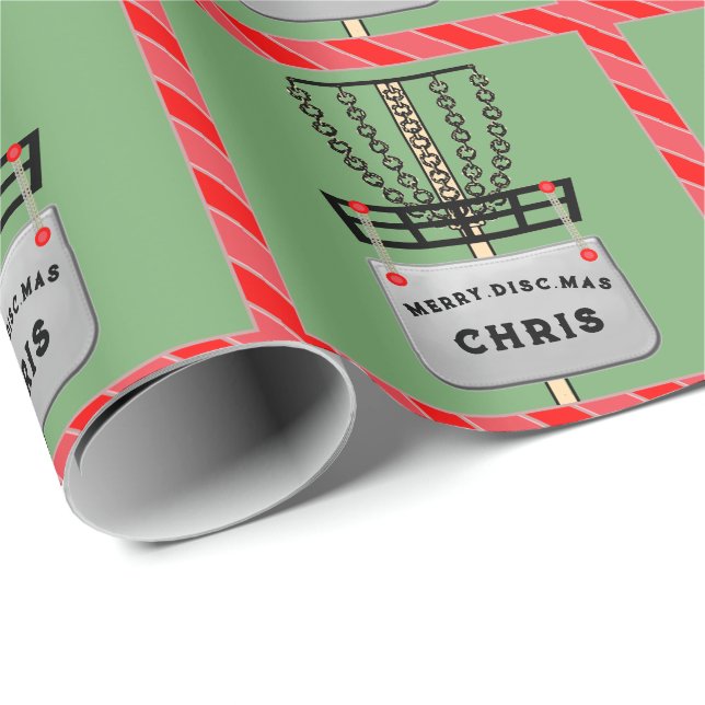 Disc Golf Holiday Gift Wrapping Paper (Roll Corner)