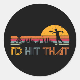 Disc Golf Id Hit That Retro Frisbee Player Men Wom Classic Round Sticker