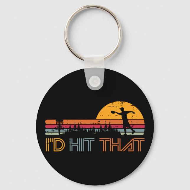 Disc Golf Id Hit That Retro Frisbee Player Men Wom Keychain (Front)
