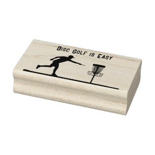 Disc golf is easy, putting, basket rubber stamp