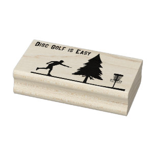 Disc golf is easy, putting, basket, tree rubber stamp