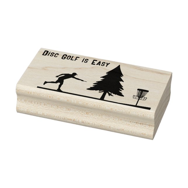 Disc golf is easy, putting, basket, tree rubber stamp (Stamp)